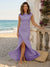 Sheath/Column Scoop Cap sleeves Floor-Length Bridesmaid Dresses With Ruched