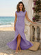 Sheath/Column Scoop Cap sleeves Floor-Length Bridesmaid Dresses With Ruched