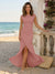 Sheath/Column Scoop Cap sleeves Floor-Length Bridesmaid Dresses With Ruched