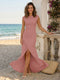 Sheath/Column Scoop Cap sleeves Floor-Length Bridesmaid Dresses With Ruched
