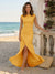 Sheath/Column Scoop Cap sleeves Floor-Length Bridesmaid Dresses With Ruched