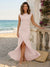 Sheath/Column Scoop Cap sleeves Floor-Length Bridesmaid Dresses With Ruched