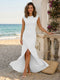 Sheath/Column Scoop Cap sleeves Floor-Length Bridesmaid Dresses With Ruched