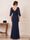 Trumpet/Mermaid V-Neck Flutter Sleeves Floor-length Mother of the Bride Dresses with Lace & Pleats