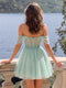 A-Line/Princess Off-the-Shoulder Sleeveless Short/Mini Homecoming Dresses with Beading & Sequins
