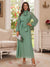 A-Line/Princess High Neck Long Sleeves Ankle-Length Mother of the Bride Dresses with Scarf & Ruched