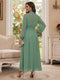 A-Line/Princess High Neck Long Sleeves Ankle-Length Mother of the Bride Dresses with Scarf & Ruched