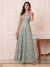 A-Line/Princess V-Neck Cap Sleeves Floor-Length Mother of the Bride Dresses with Applique
