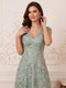 A-Line/Princess V-Neck Cap Sleeves Floor-Length Mother of the Bride Dresses with Applique