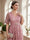 A-Line/Princess V-Neck Short Sleeves Floor-Length Mother of the Bride Dresses with Lace & Sash