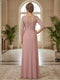 Sheath/Column Scoop 3/4 Sleeves Floor-length Mother of the Bride Dresses with Split Side & Appliques
