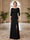 Sheath/Column Scoop 3/4 Sleeves Floor-length Mother of the Bride Dresses with Split Side & Appliques
