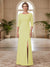 Sheath/Column Scoop 3/4 Sleeves Floor-length Mother of the Bride Dresses with Split Side & Appliques
