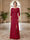 Sheath/Column Scoop 3/4 Sleeves Floor-length Mother of the Bride Dresses with Split Side & Appliques