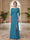 Sheath/Column Scoop 3/4 Sleeves Floor-length Mother of the Bride Dresses with Split Side & Appliques