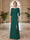 Sheath/Column Scoop 3/4 Sleeves Floor-length Mother of the Bride Dresses with Split Side & Appliques