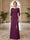 Sheath/Column Scoop 3/4 Sleeves Floor-length Mother of the Bride Dresses with Split Side & Appliques