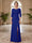 Sheath/Column Scoop 3/4 Sleeves Floor-length Mother of the Bride Dresses with Split Side & Appliques