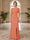 Sheath/Column Scoop 3/4 Sleeves Floor-length Mother of the Bride Dresses with Split Side & Appliques
