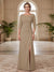 Sheath/Column Scoop 3/4 Sleeves Floor-length Mother of the Bride Dresses with Split Side & Appliques
