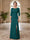 Sheath/Column Scoop 3/4 Sleeves Floor-length Mother of the Bride Dresses with Split Side & Appliques