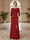 Sheath/Column Scoop 3/4 Sleeves Floor-length Mother of the Bride Dresses with Split Side & Appliques