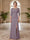 Sheath/Column Scoop 3/4 Sleeves Floor-length Mother of the Bride Dresses with Split Side & Appliques