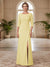 Sheath/Column Scoop 3/4 Sleeves Floor-length Mother of the Bride Dresses with Split Side & Appliques
