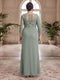 Sheath/Column Scoop 3/4 Sleeves Floor-length Plus Size Mother of the Bride Dresses with Split Side & Appliques