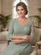 Sheath/Column Scoop 3/4 Sleeves Floor-length Plus Size Mother of the Bride Dresses with Split Side & Appliques