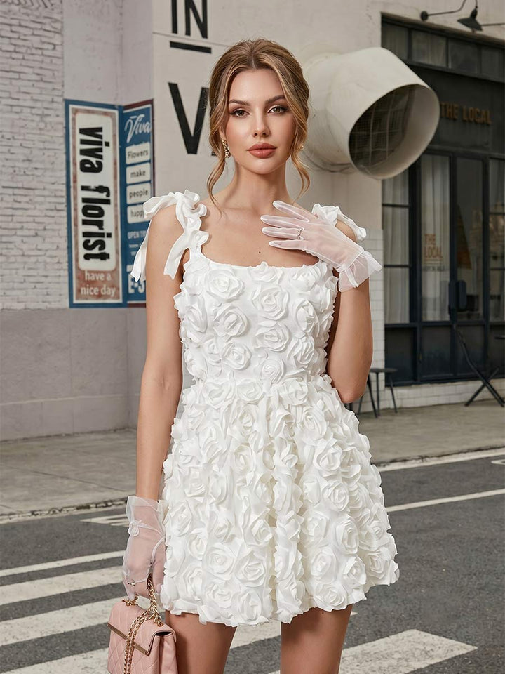 A-Line/Princess Square Neck Sleeveless Short/Mini Homecoming Dresses with 3D Floral