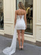 Sheath/Column Strapless Sleeveless Short/Mini Homecoming Dresses With Lace & Pleats