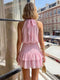 A-Line/Princess Halter Sleeveless Short/Mini Rush Dresses With Bowknot & Sequins