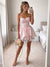 A-Line/Princess Spaghetti Straps Sleeveless Short/Mini Homecoming Dresses with Ruffles & Lace