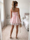 A-Line/Princess Spaghetti Straps Sleeveless Short/Mini Homecoming Dresses with Ruffles & Lace