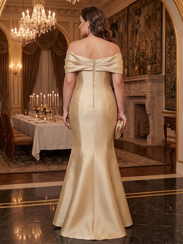 Trumpet/Mermaid Off-the-Shoulder Sleeveless Floor-Length Plus Size Evening Dresses With 3D Floral