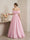 A-Line/Princess Off-the-Shoulder Sleeveless Floor-Length Prom Dresses With Pleats & Bowknot