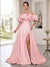 A-Line/Princess Off-the-Shoulder Sleeveless Floor-Length Prom Dresses With Split Side & Sequins
