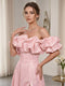 A-Line/Princess Off-the-Shoulder Sleeveless Floor-Length Prom Dresses With Split Side & Sequins