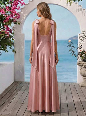 A-Line/Princess Spaghetti Straps Sleeveless Floor-Length Prom Dresses With Ruched