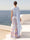 Sheath/Column Short Sleeves Crew Neck Floor-Length Formal Dresses With Cape & 3D Floral