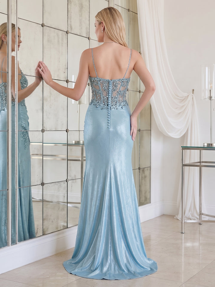 Trumpet/Mermaid Spaghetti Straps Sleeveless Floor-Length Formal Dresses With Beading &amp; Rhinestone