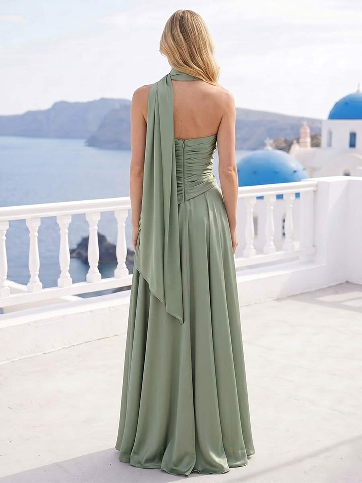 A-Line/Princess Strapless Sleeveless Floor-Length Bridesmaid Dresses with Scarf &amp; Ruched