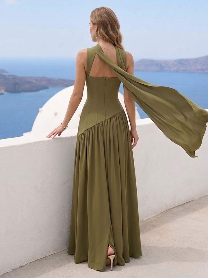 A-Line/Princess Square Neck Sleeveless Floor-Length Bridesmaid Dresses with Split Side &amp; Pleats