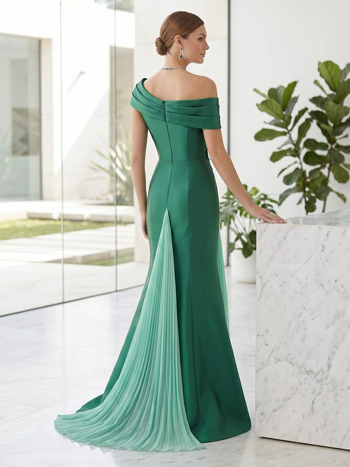 Trumpet/Mermaid One Shoulder Sleeveless Floor-Length Formal Dresses With Pleats &amp; Appliques