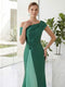 Trumpet/Mermaid One Shoulder Sleeveless Floor-Length Formal Dresses With Pleats & Appliques