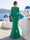 Trumpet/Mermaid Illusion Neck 3/4 Sleeves Floor-Length Formal Dresses With Ruffles