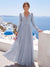 A-Line/Princess Long Sleeves V-Neck Floor Length Bridesmaid Dresses with Ruched