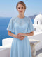 A-Line/Princess Scoop Short Sleeves Floor-Length Long Bridesmaid Dresses with Ruffles