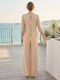 Jumpsuits V-Neck 3/4 Sleeves Floor-Length 2 Pieces Mother of the Bride with Lace & Applique